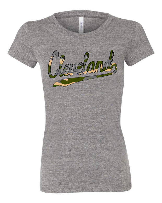 "Cleveland Camo Script Design" on Gray - Only in Clev