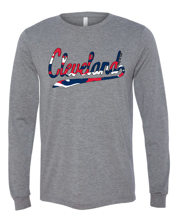 "Camo Script" Cleveland Baseball Design on Gray