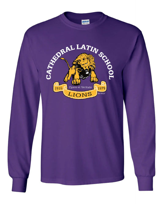 "Cathedral Latin" Design on Purple - Only in Clev 3XL-Unisex-Long-Sleeve-T-Shirt