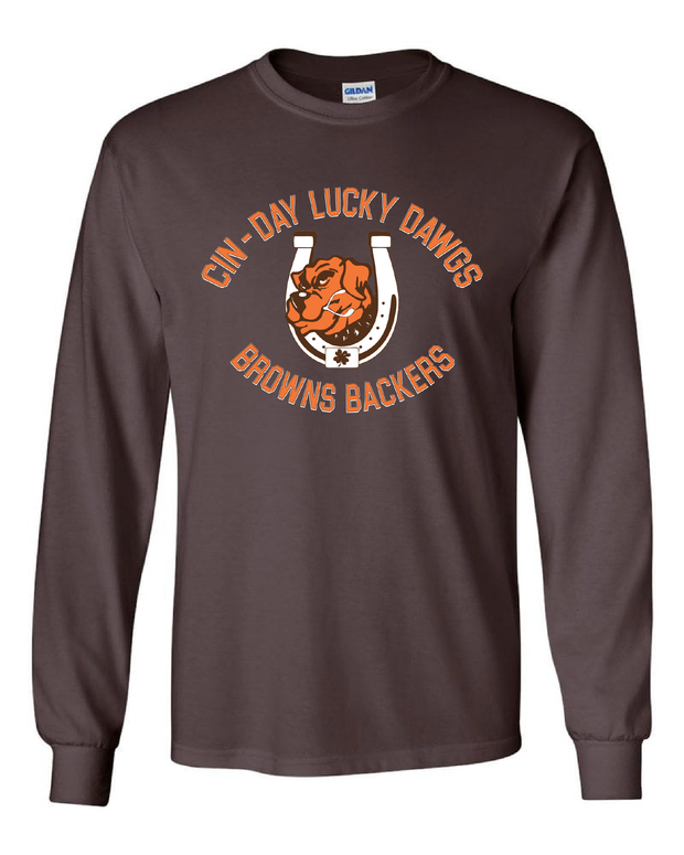 "Cin - Day Lucky Dawgs" Full design on Brown