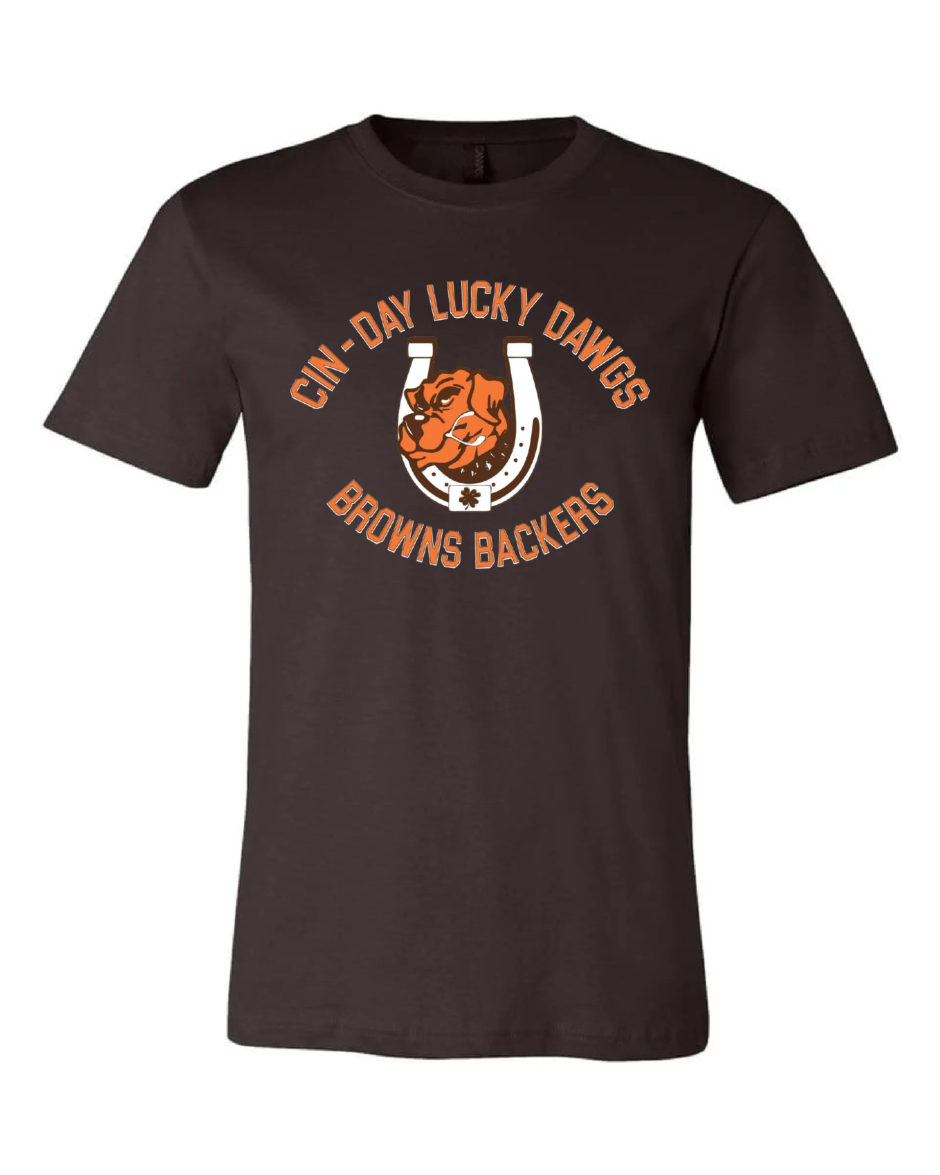 "Cin - Day Lucky Dawgs" Full design on Brown - Only in Clev 4XL-Men-s-short-sleeve