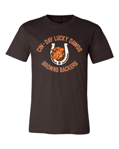 "Cin - Day Lucky Dawgs" Full design on Brown