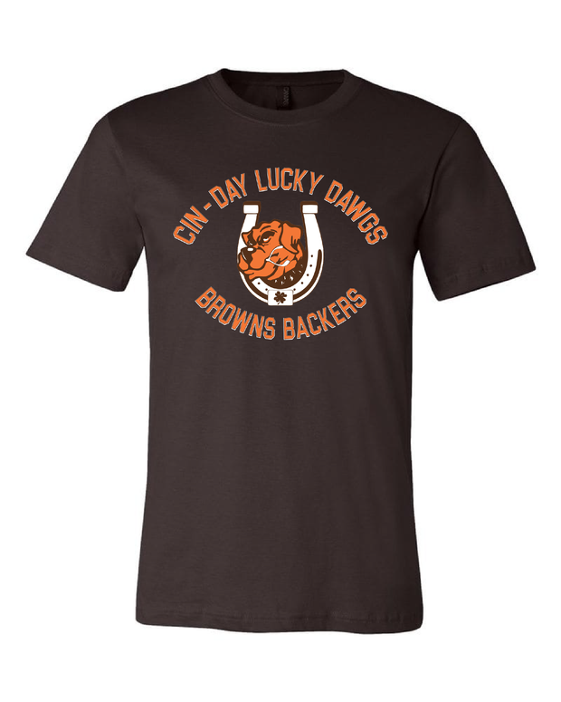 "Cin - Day Lucky Dawgs" Full design on Brown