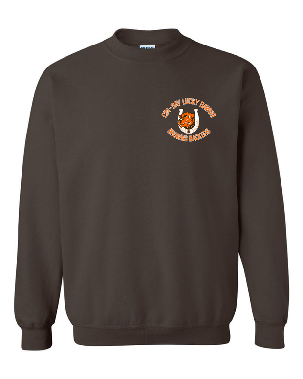 "Cin - Day Lucky Dawgs" left chest design on Brown - Only in Clev