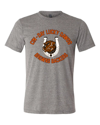 "Cin - Day Lucky Dawgs" Full chest design on Gray - Only in Clev