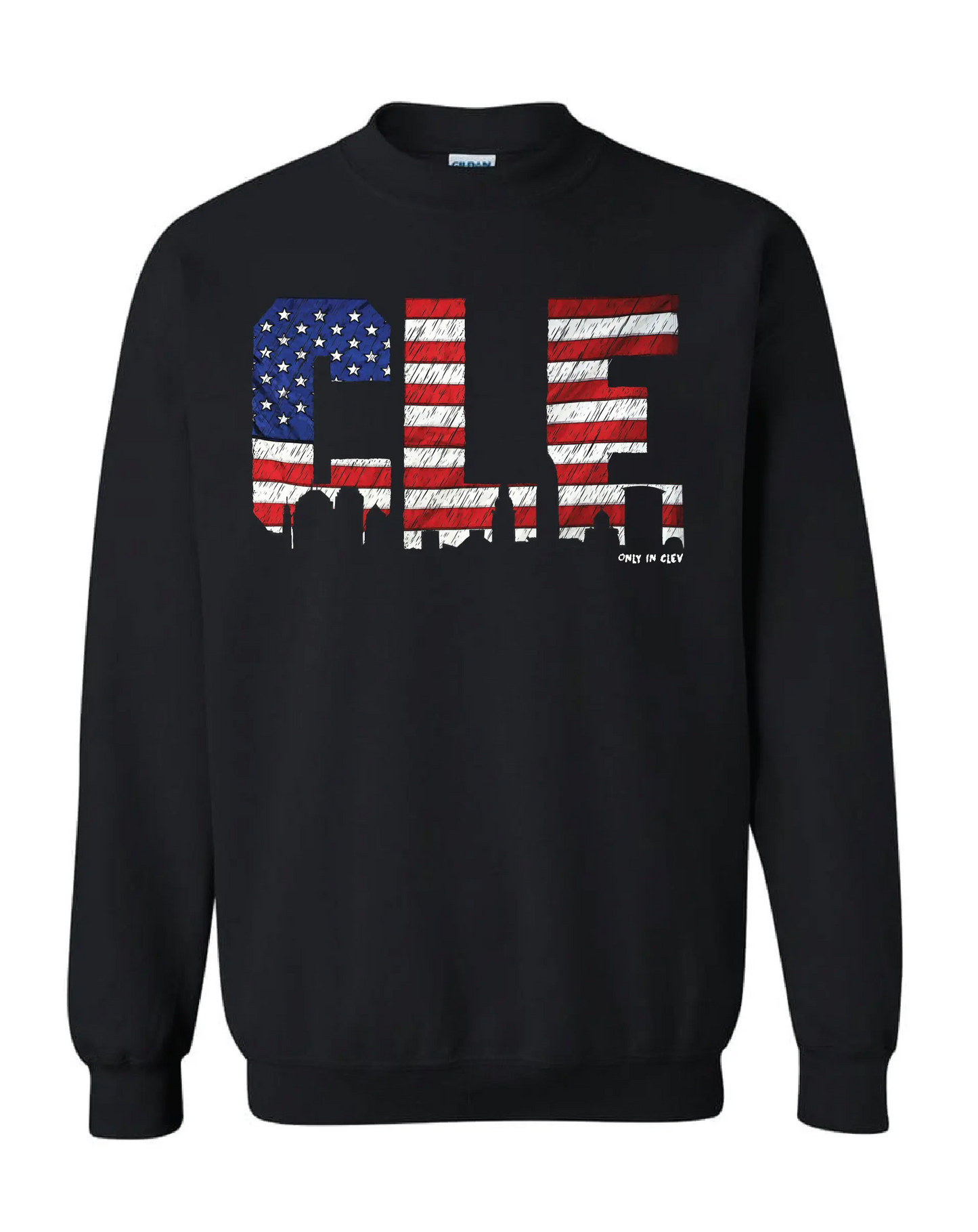 CLE USA" on Black - Only in Clev 3XL-Crew-Sweatshirt