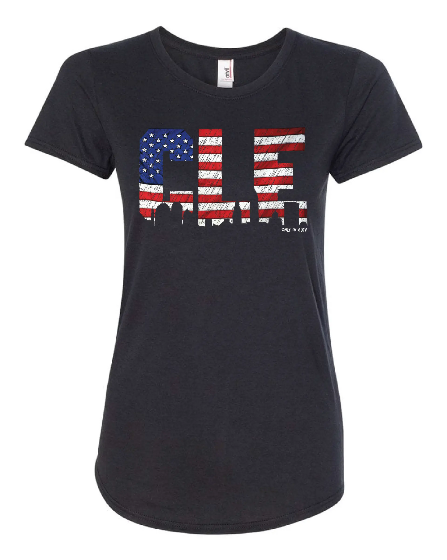 CLE USA" on Black - Only in Clev 2XL-Women-s-Short-Sleeve-T-Shirt