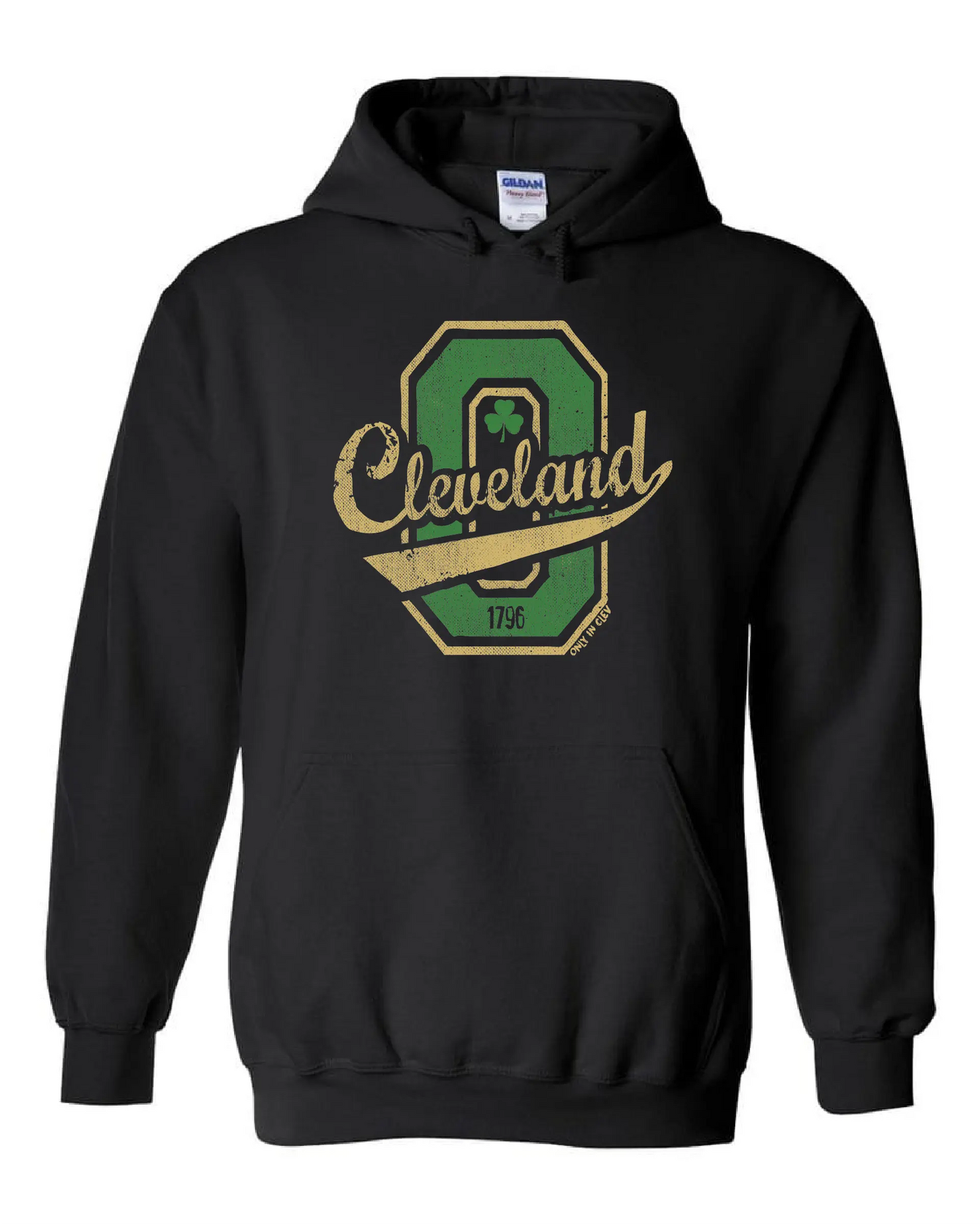 "Cleveland Ohio Script" Irish Design on black - Only in Clev 