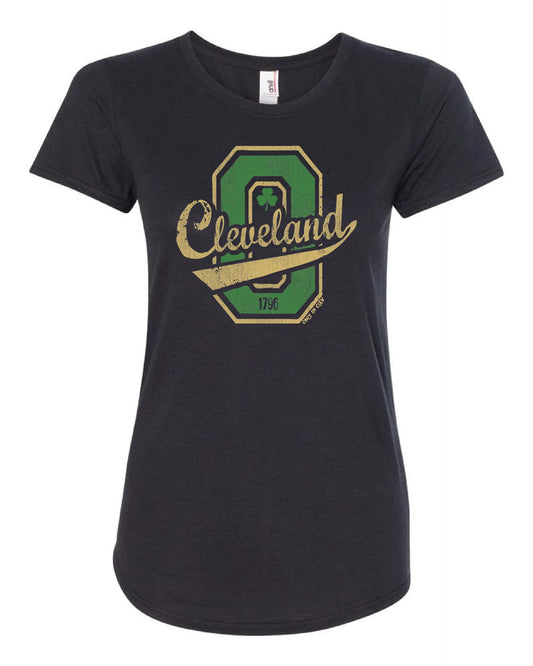 "Cleveland Ohio Script" Irish Design on black - Only in Clev 