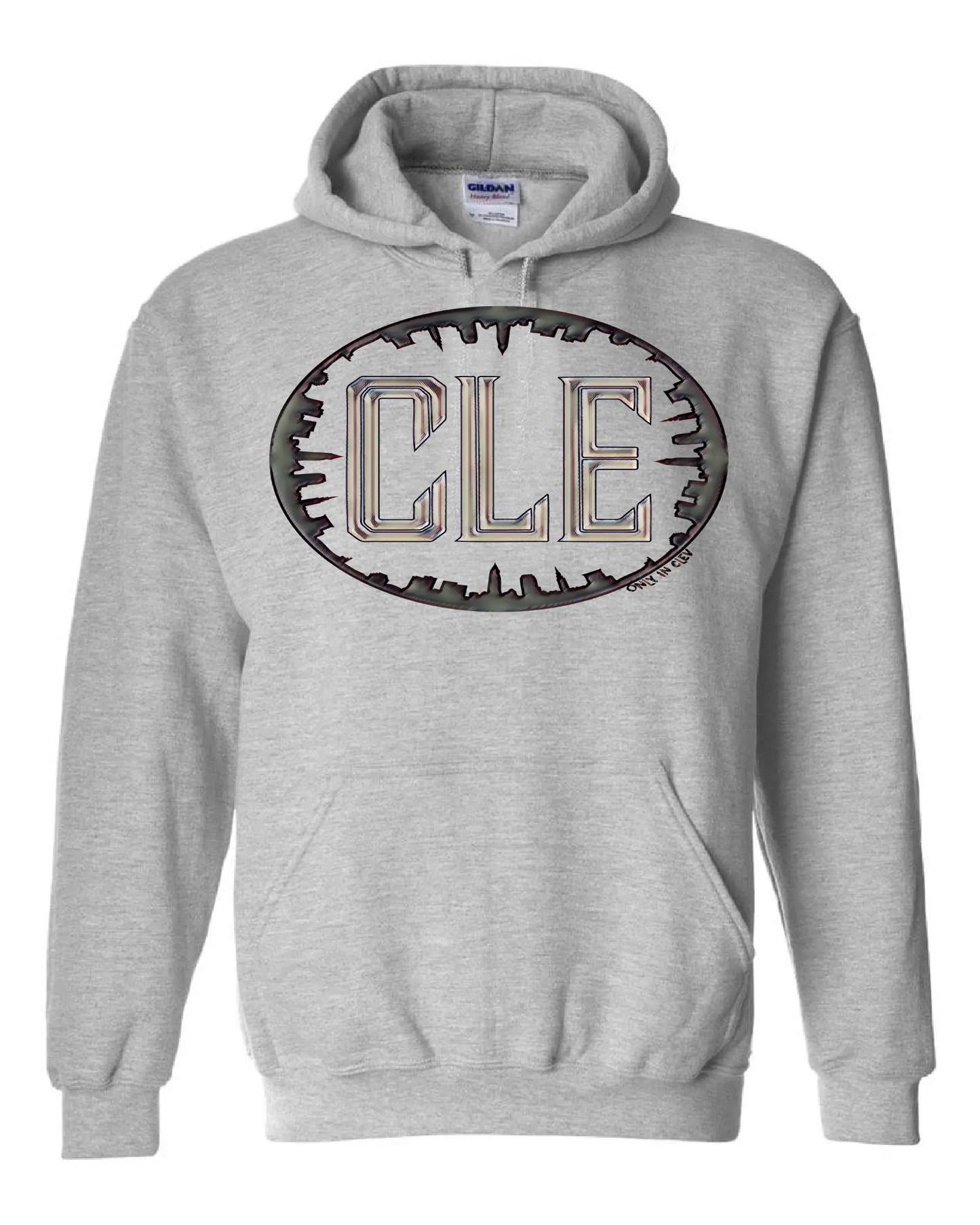 "Cle Skyline Oval" design on Grey - Only in Clev 
