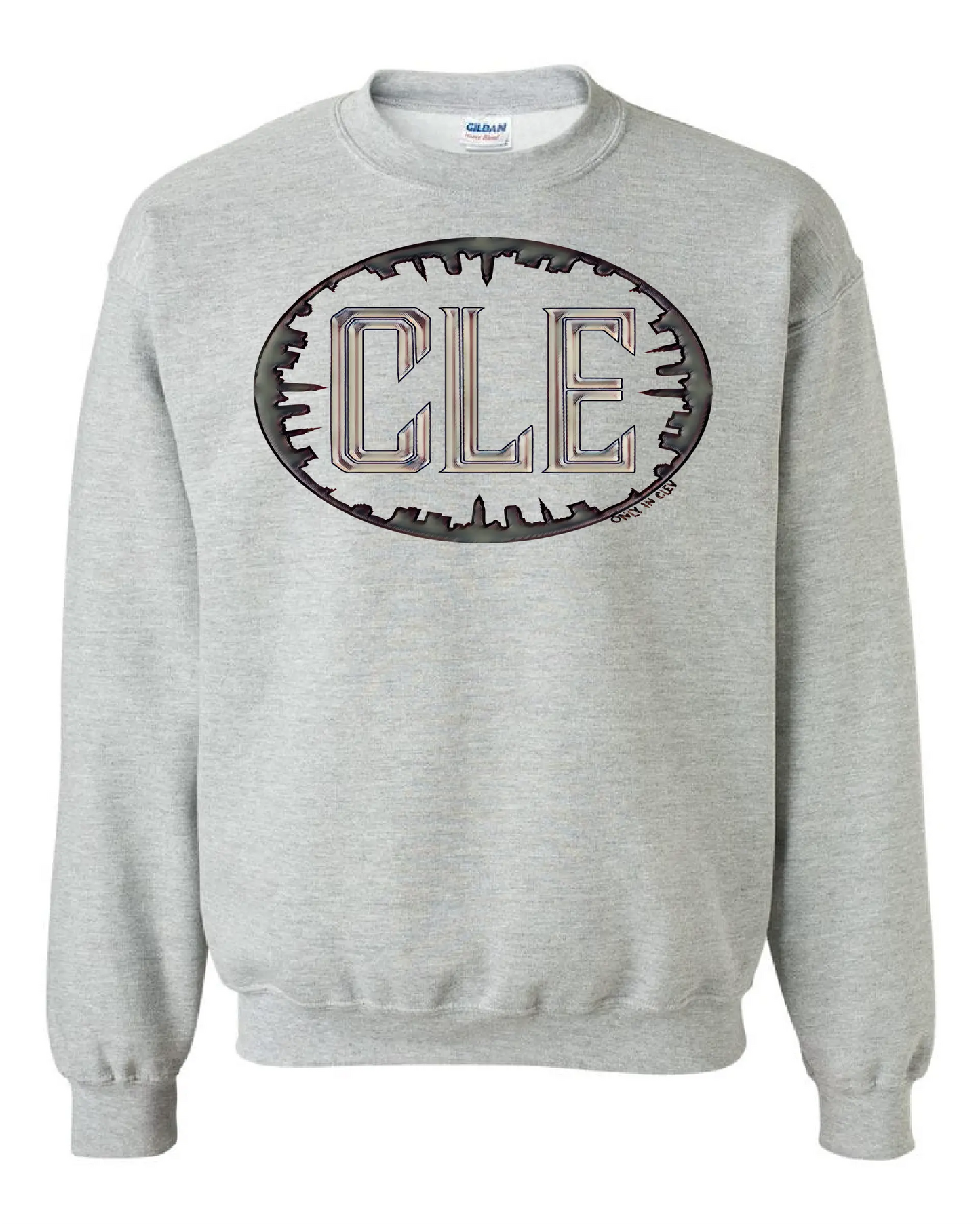 "Cle Skyline Oval" design on Grey - Only in Clev 
