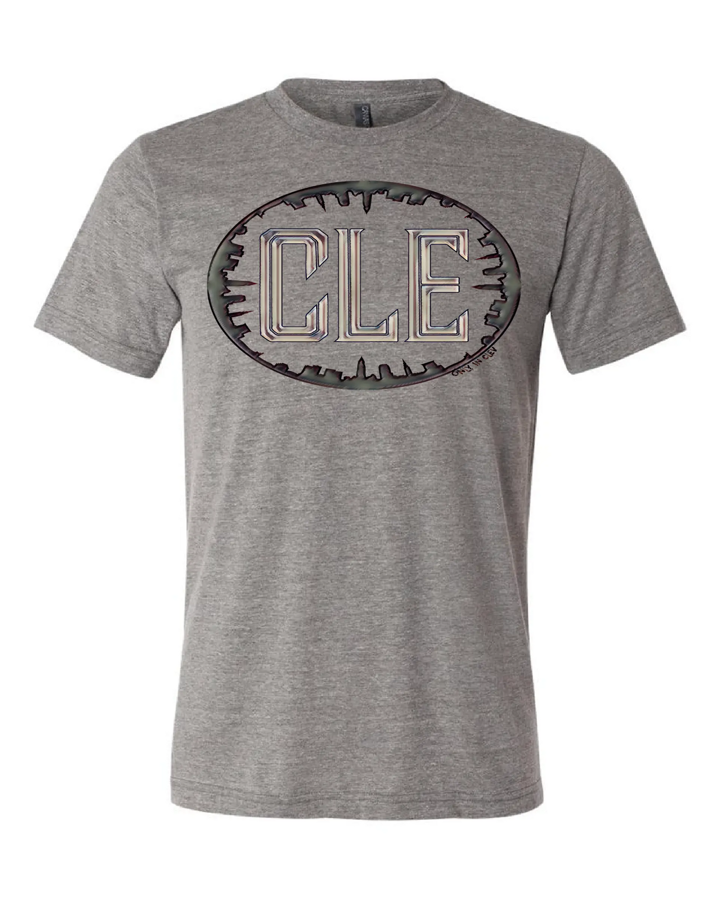 "Cle Skyline Oval" design on Grey - Only in Clev 