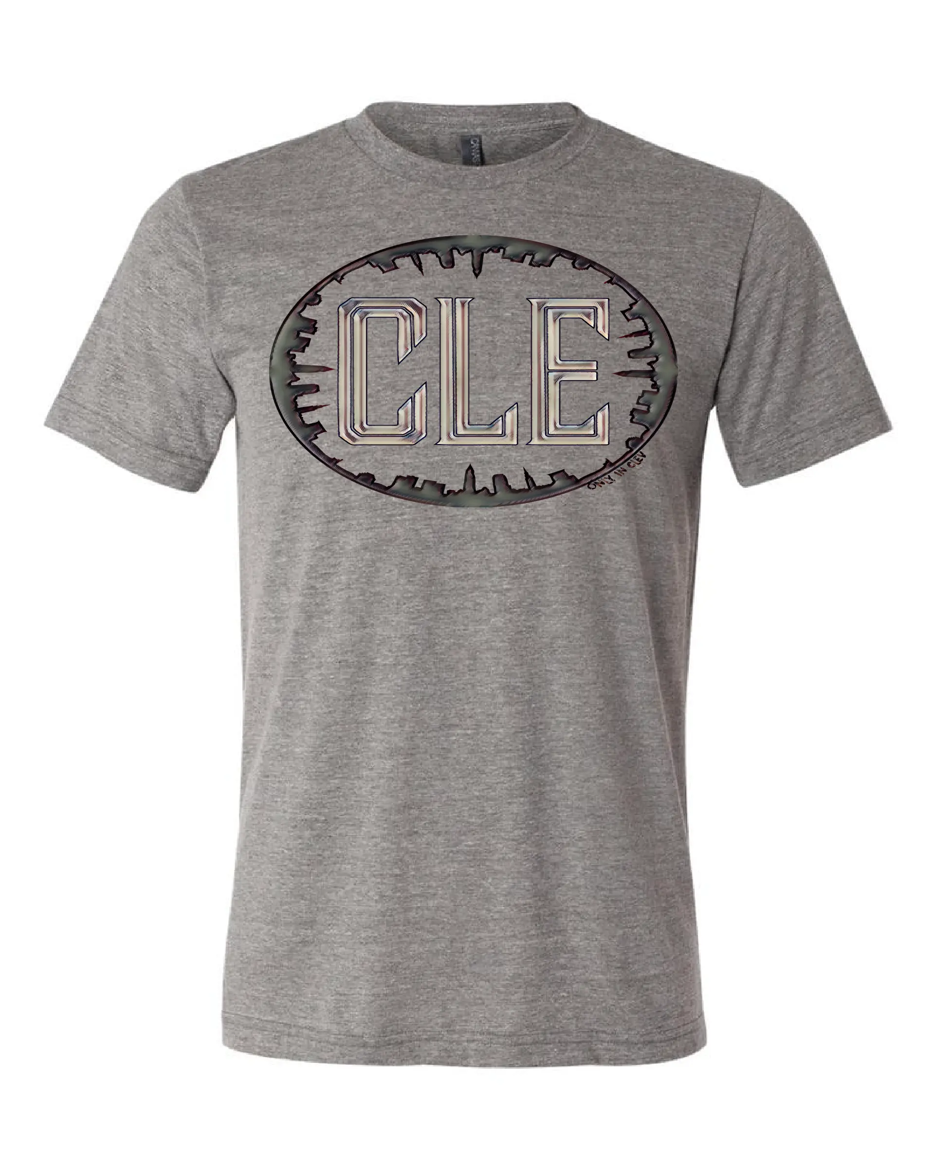 "Cle Skyline Oval" design on Grey - Only in Clev 