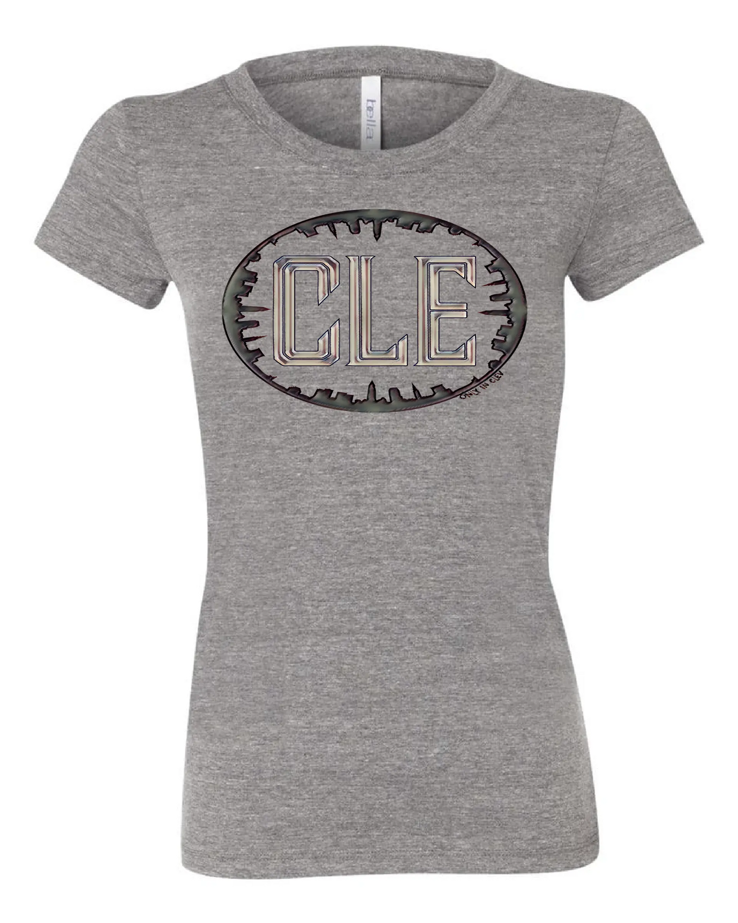 "Cle Skyline Oval" design on Grey - Only in Clev 