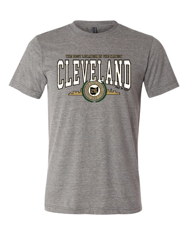 "Cleveland Metallic Gold" Design on Gray - Only in Clev