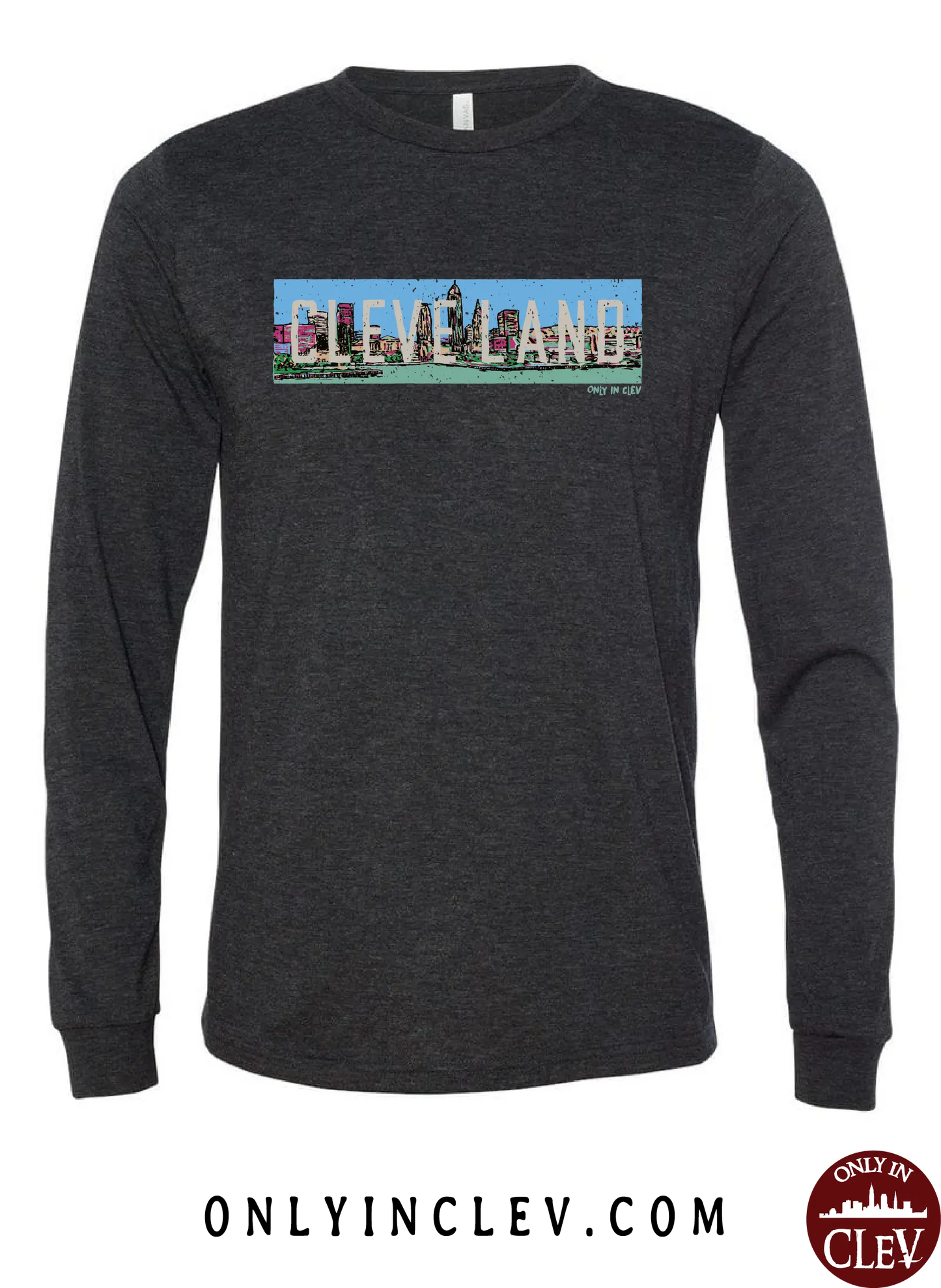 "Cleveland Skyline Panoramic" T Shirt on Black - Only in Clev
