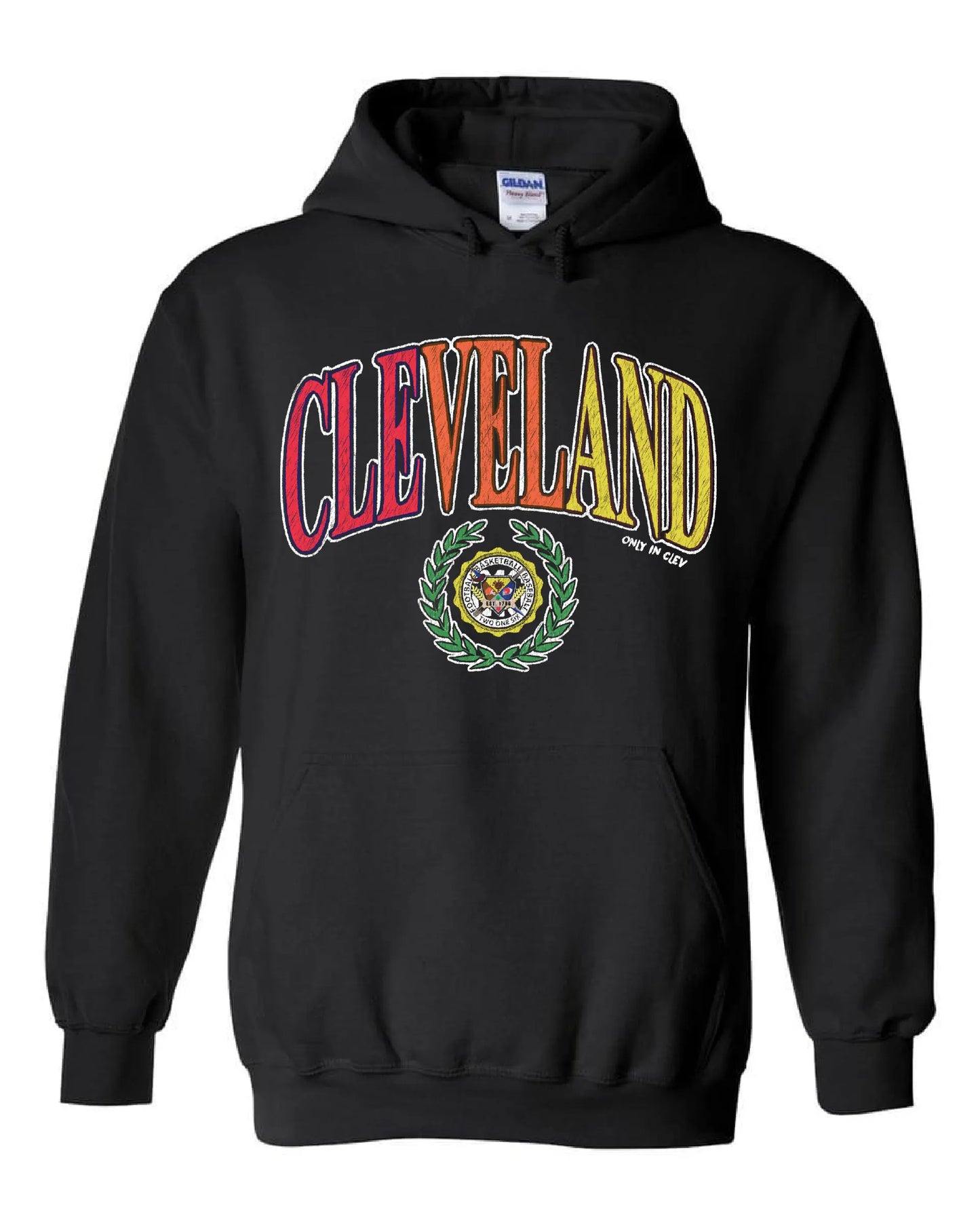 Cleveland Colorful All Sports Arch on Black - Only in Clev 3XL-Hoodies