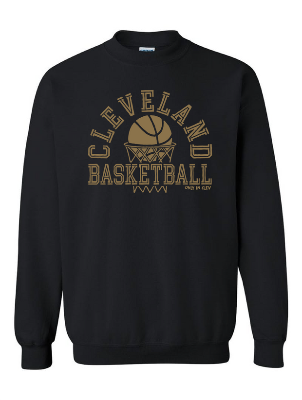 "Cleveland Basketball Net Gold" on Black
