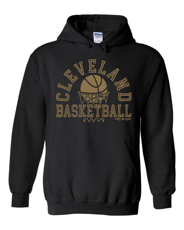 "Cleveland Basketball Net Gold" on Black