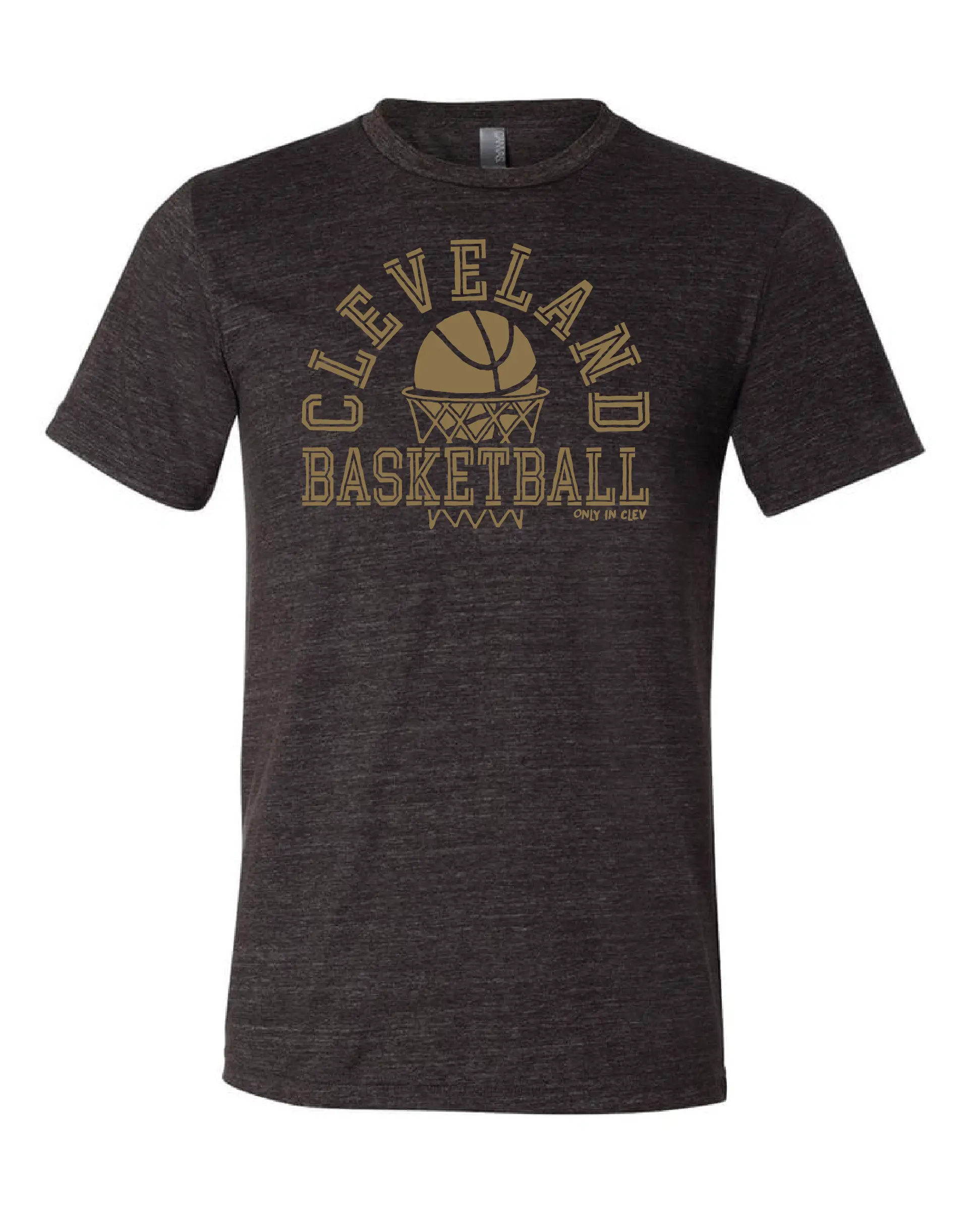 "Cleveland Basketball Net Gold" on Black - Only in Clev 
