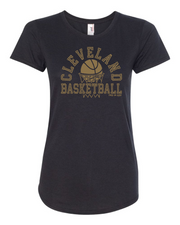 "Cleveland Basketball Net Gold" on Black