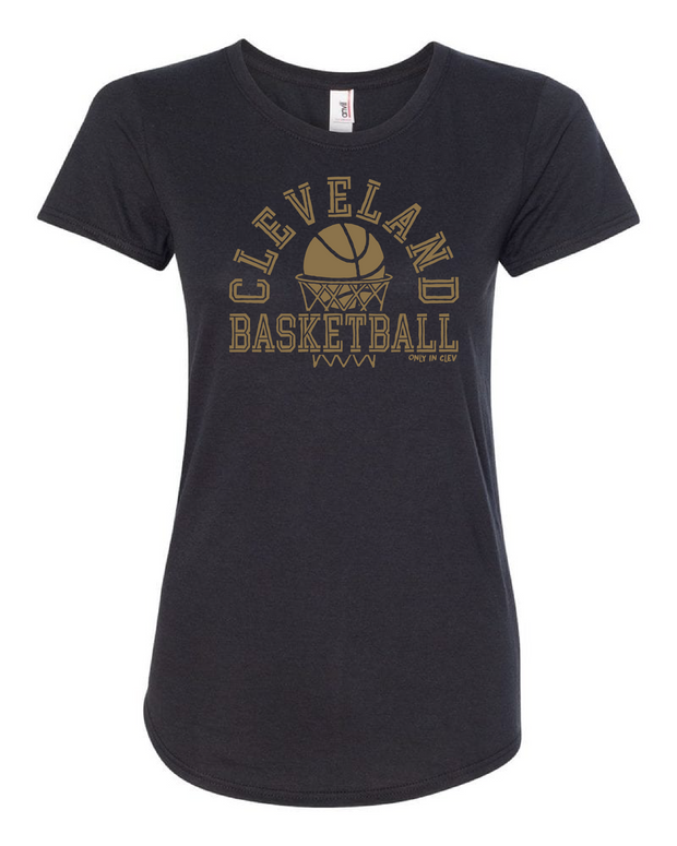 "Cleveland Basketball Net Gold" on Black