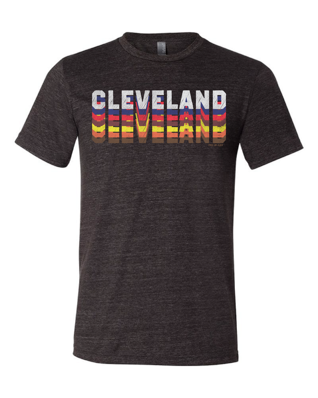 Only in Clev Multi Colored All Sports Cleveland On Black Med Men s Short Sleeve T Shirt