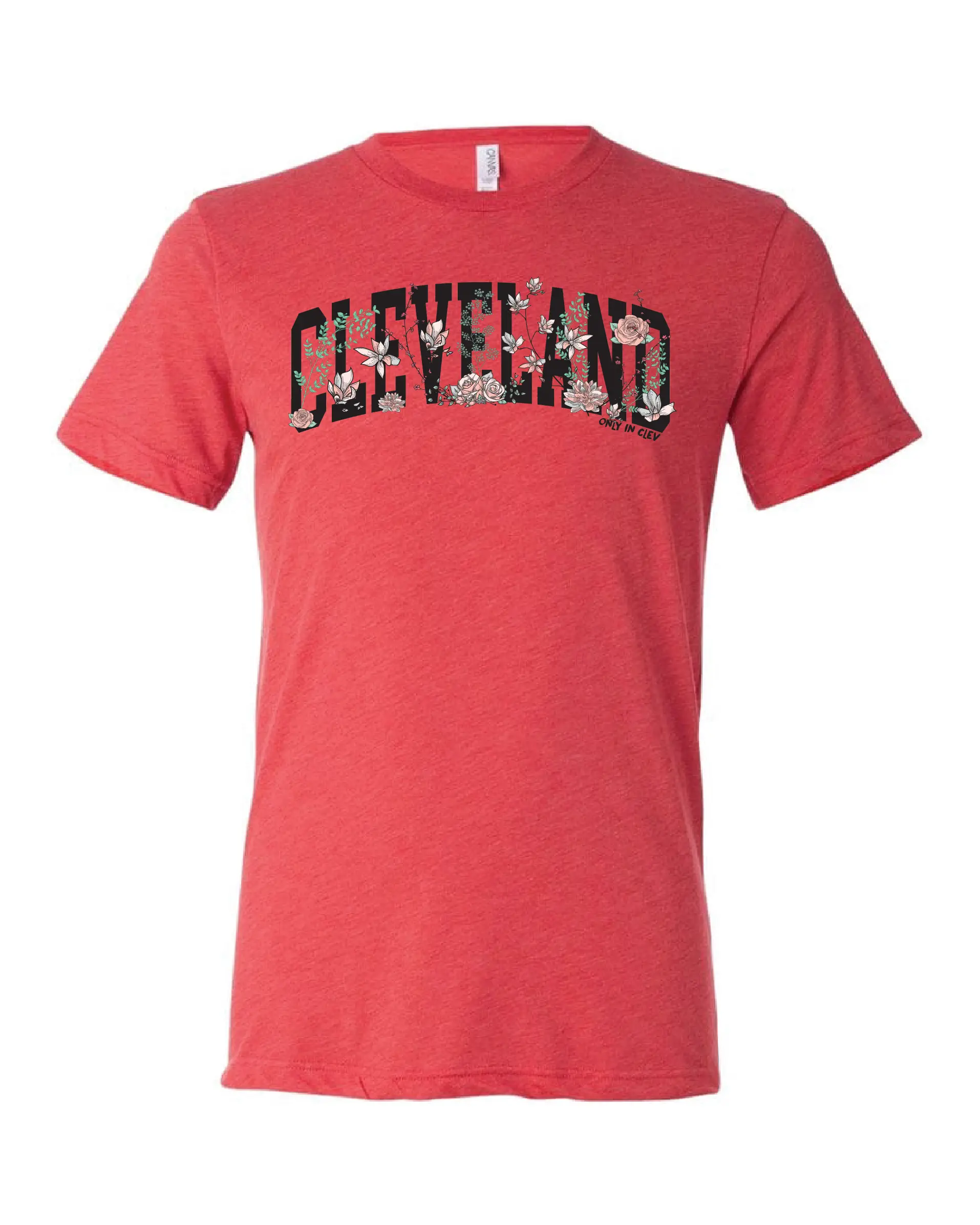 "Flowering Script Cleveland" on Red - Only in Clev 3XL-Men-s-Short-Sleeve-T-Shirt
