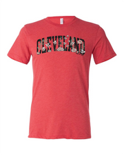 "Flowering Script Cleveland" on Red