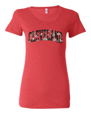 "Flowering Script Cleveland" on Red