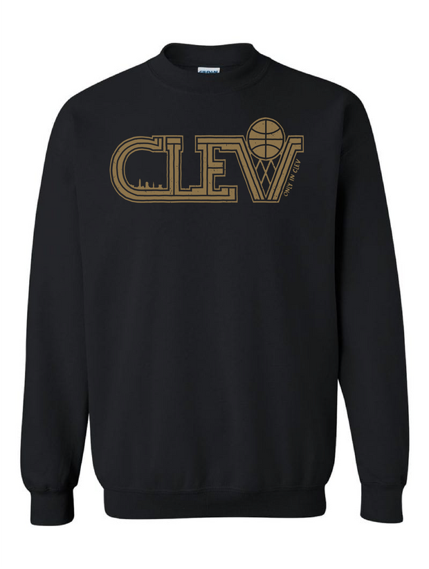 "Clev Skyline Basketball Gold" on Black