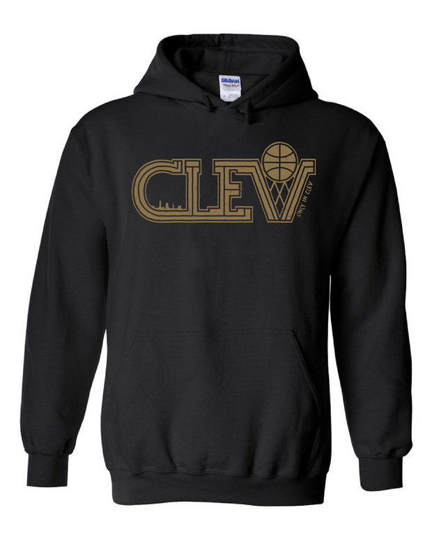 "Clev Skyline Basketball Gold" on Black