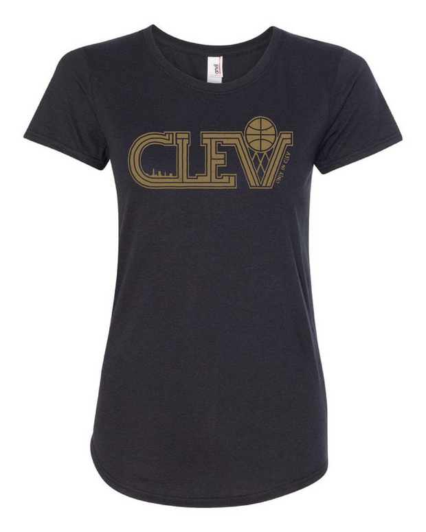 "Clev Skyline Basketball Gold" on Black