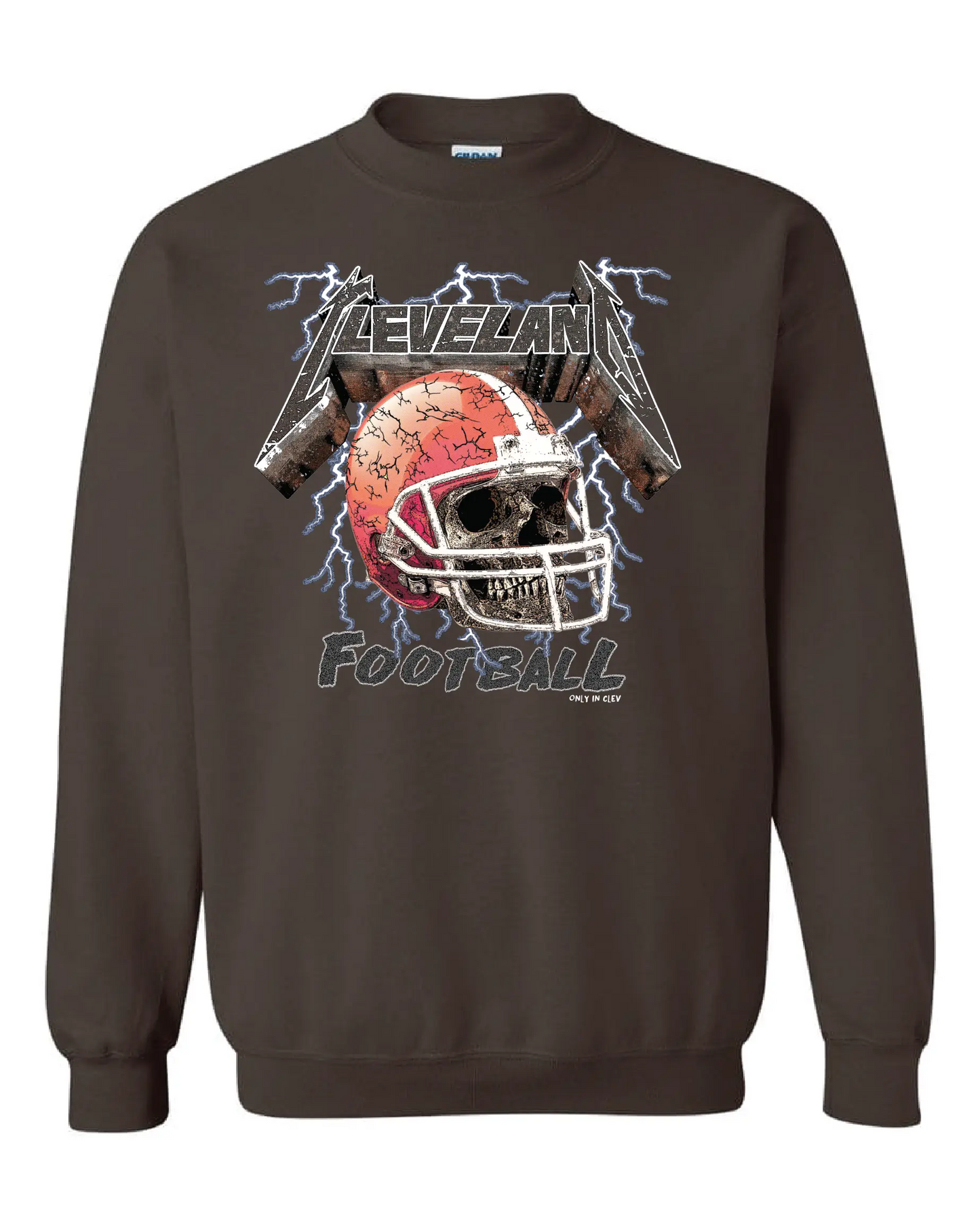"Cleveland Football Skull" on Brown - Only in Clev 3XL-Unisex-crew-sweatshirt