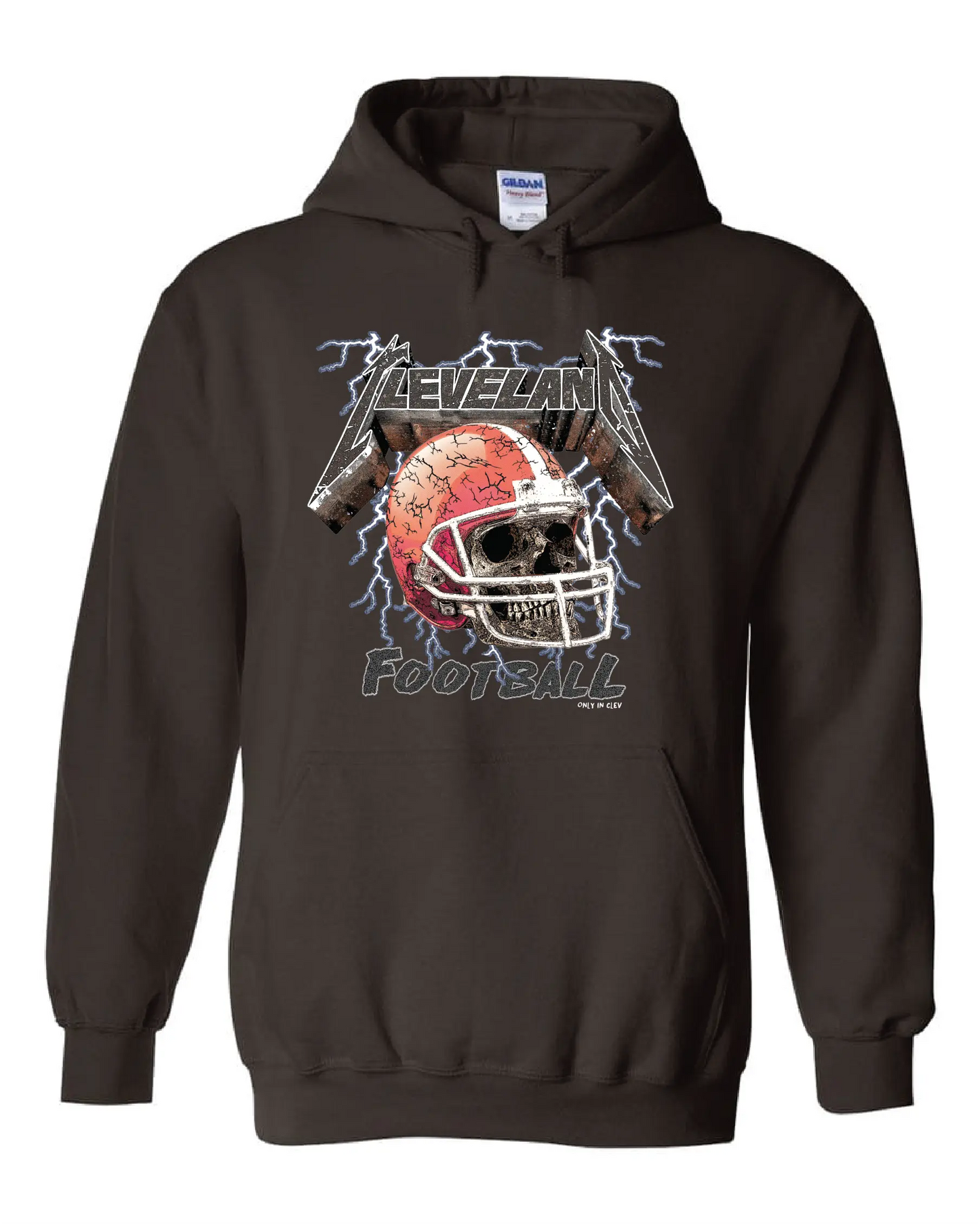 "Cleveland Football Skull" on Brown - Only in Clev 3XL-Unisex-hoodie