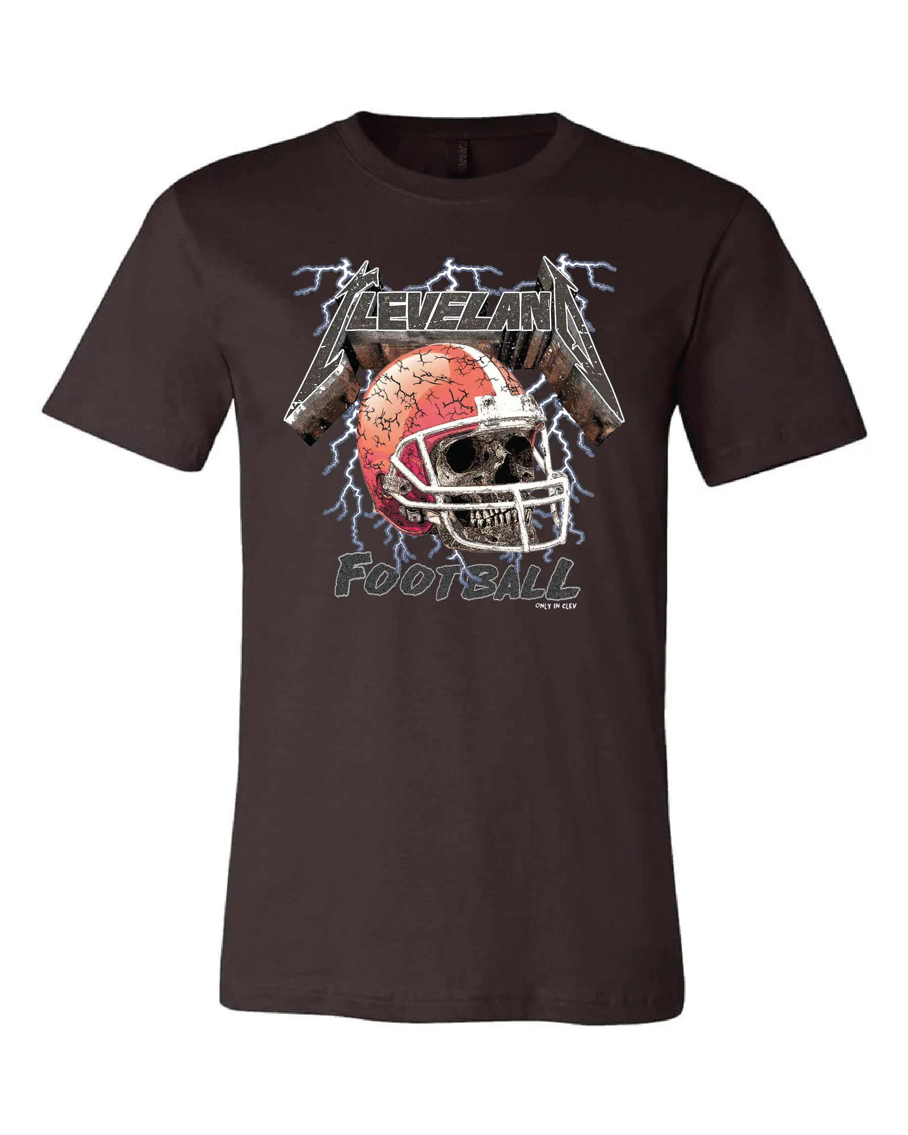 "Cleveland Football Skull" on Brown - Only in Clev 3XL-Men-s-short-sleeve