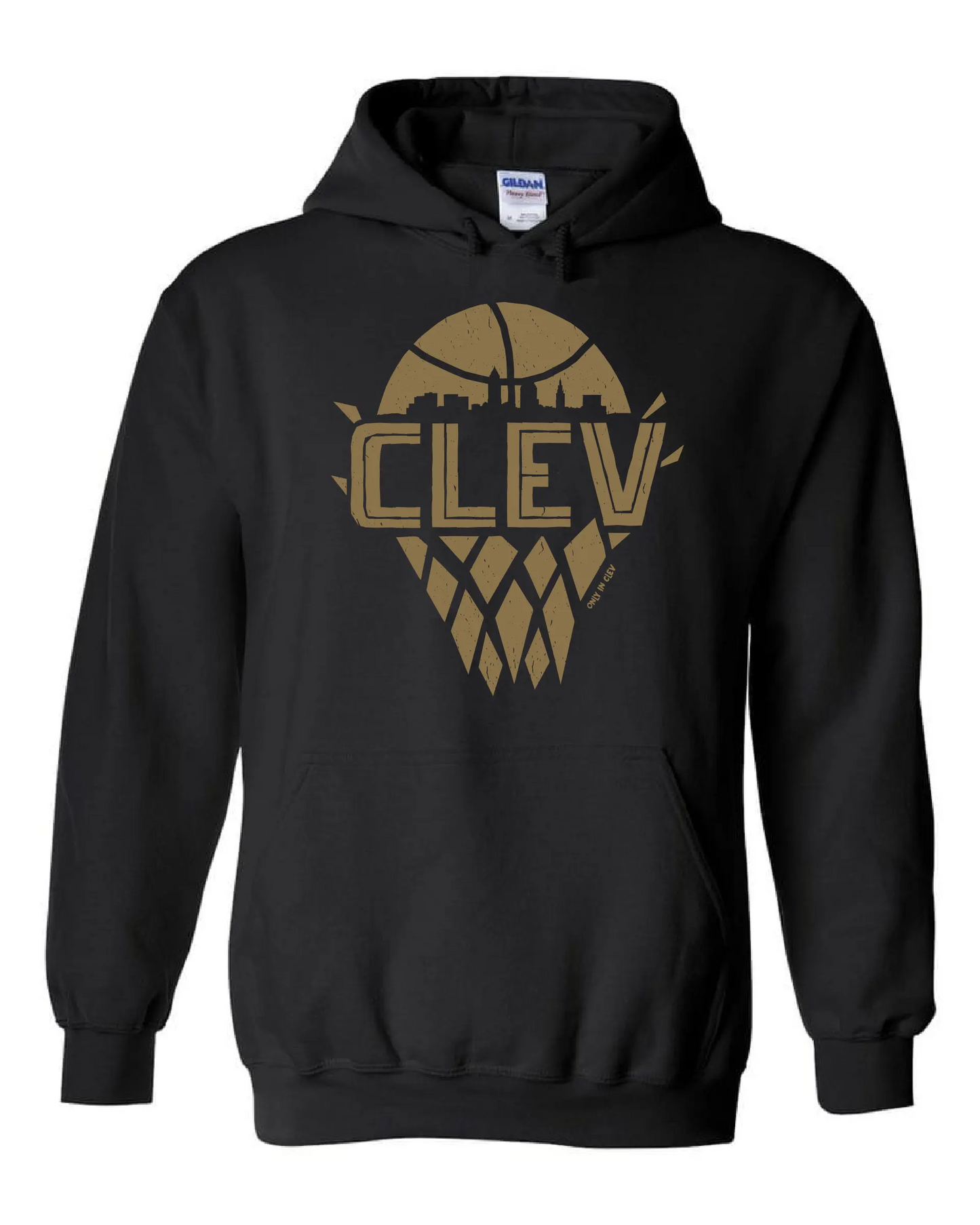 "Cleveland Vintage Net Gold" Basketball on Black - Only in Clev 