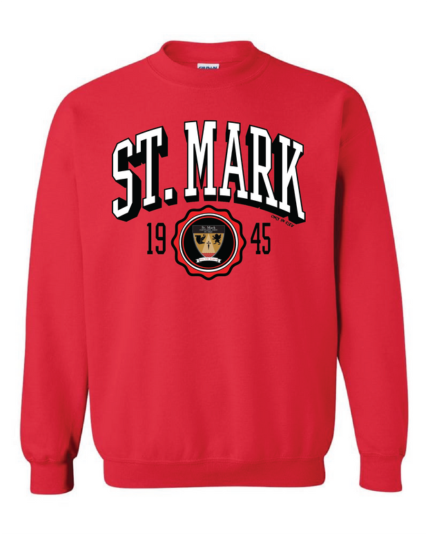 "St. Mark Lions Crest" Design on Red