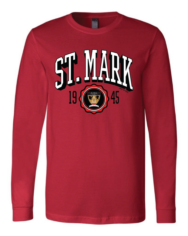 "St. Mark Lions Crest" Design on Red