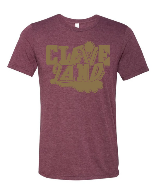 "Cleveland Gold" Basketball Collage on Maroon - Only in Clev 
