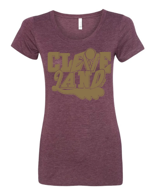 "Cleveland Gold" Basketball Collage on Maroon - Only in Clev 