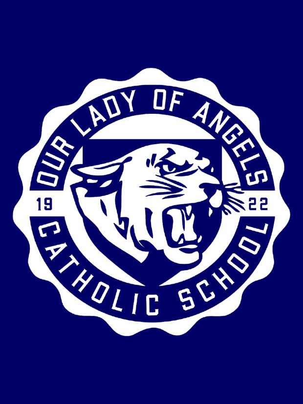 "Our Lady of Angels Crest" Design on Navy