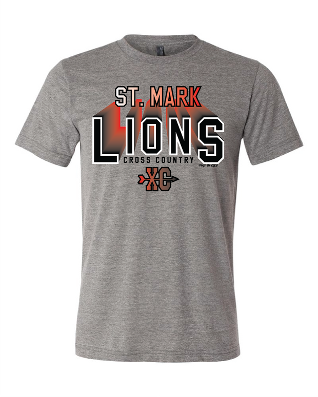 "St. Mark Lions Cross Country" Design on Gray