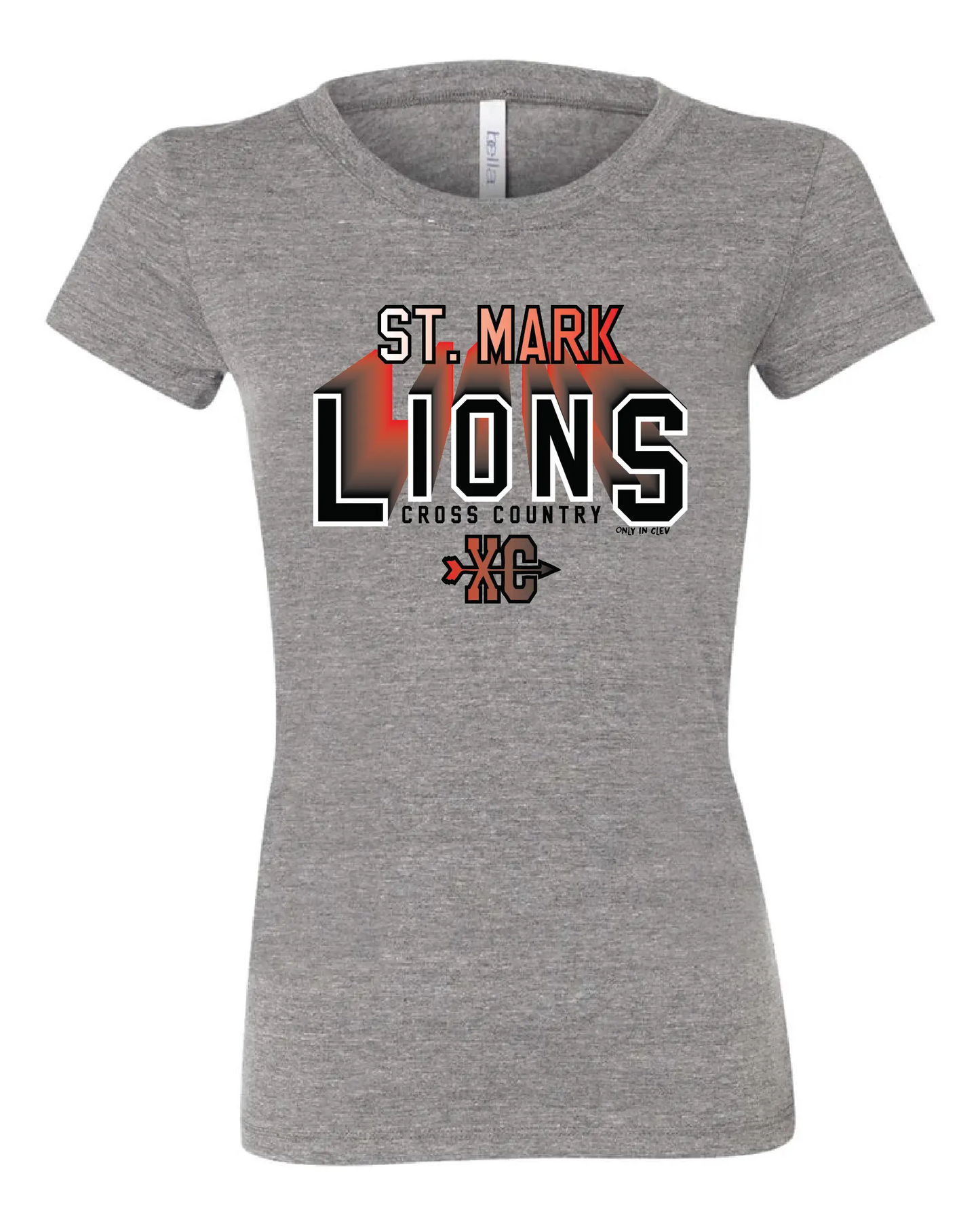 "St. Mark Lions Cross Country" Design on Gray - Only in Clev 2XL-Women-s-Short-Sleeve-T-Shirt