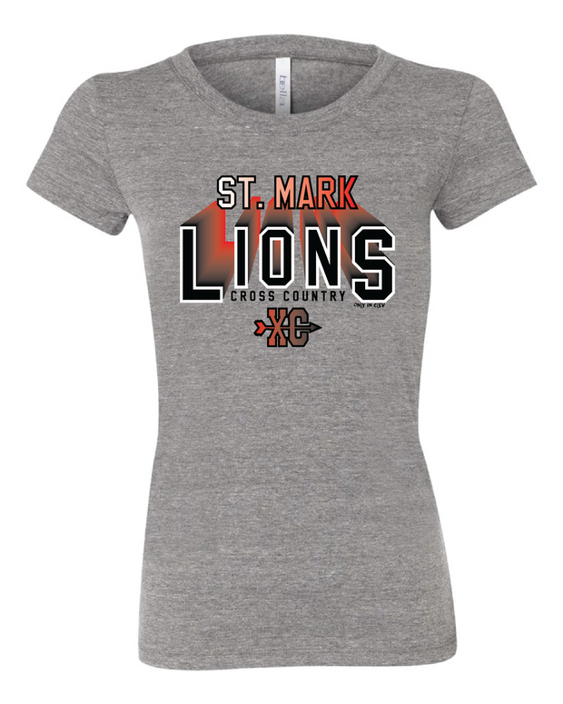 "St. Mark Lions Cross Country" Design on Gray