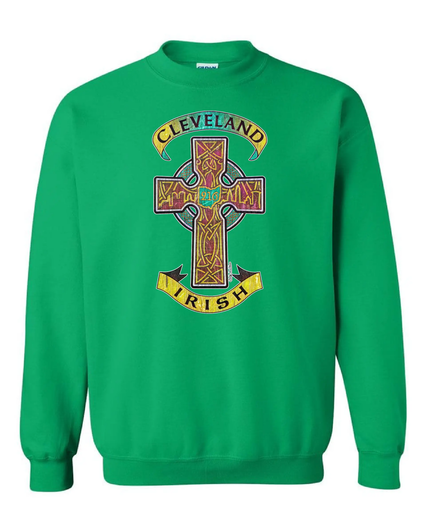 "Cleveland Celtic Cross" on Irish Green - Only in Clev 