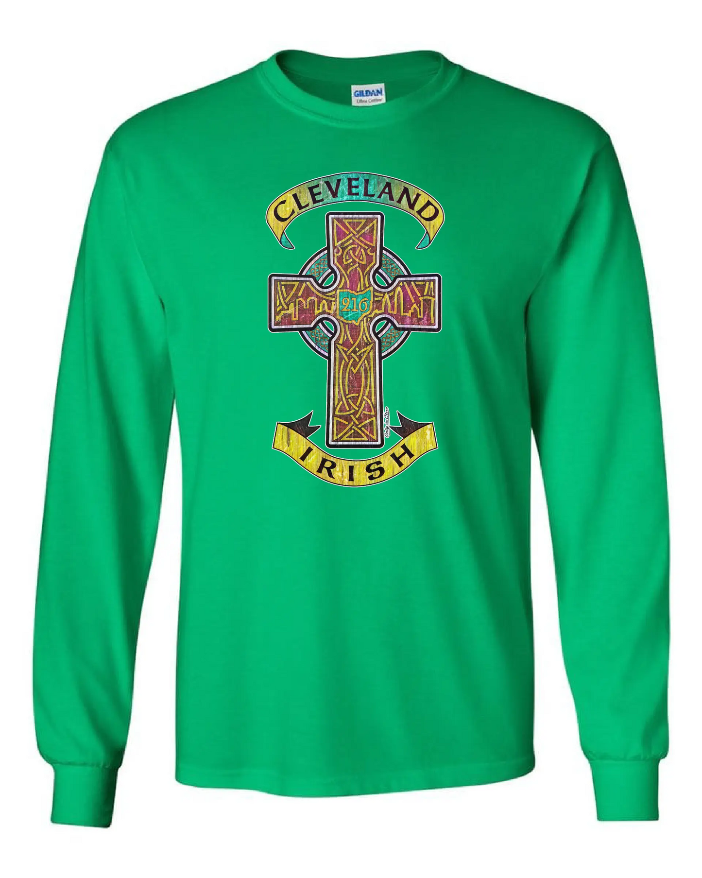 "Cleveland Celtic Cross" on Irish Green - Only in Clev 