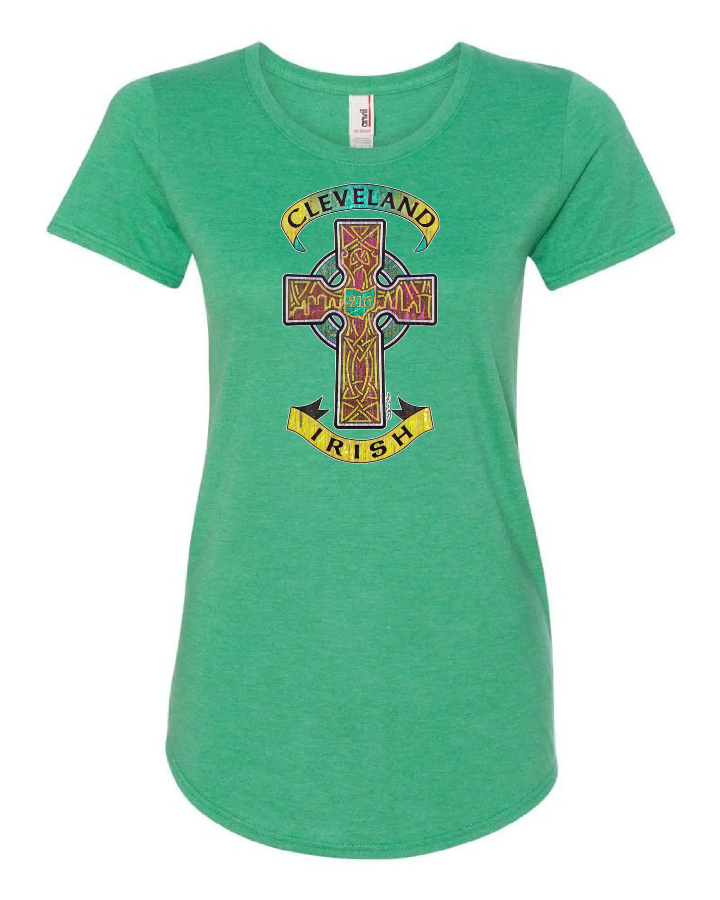 "Cleveland Celtic Cross" on Irish Green - Only in Clev 