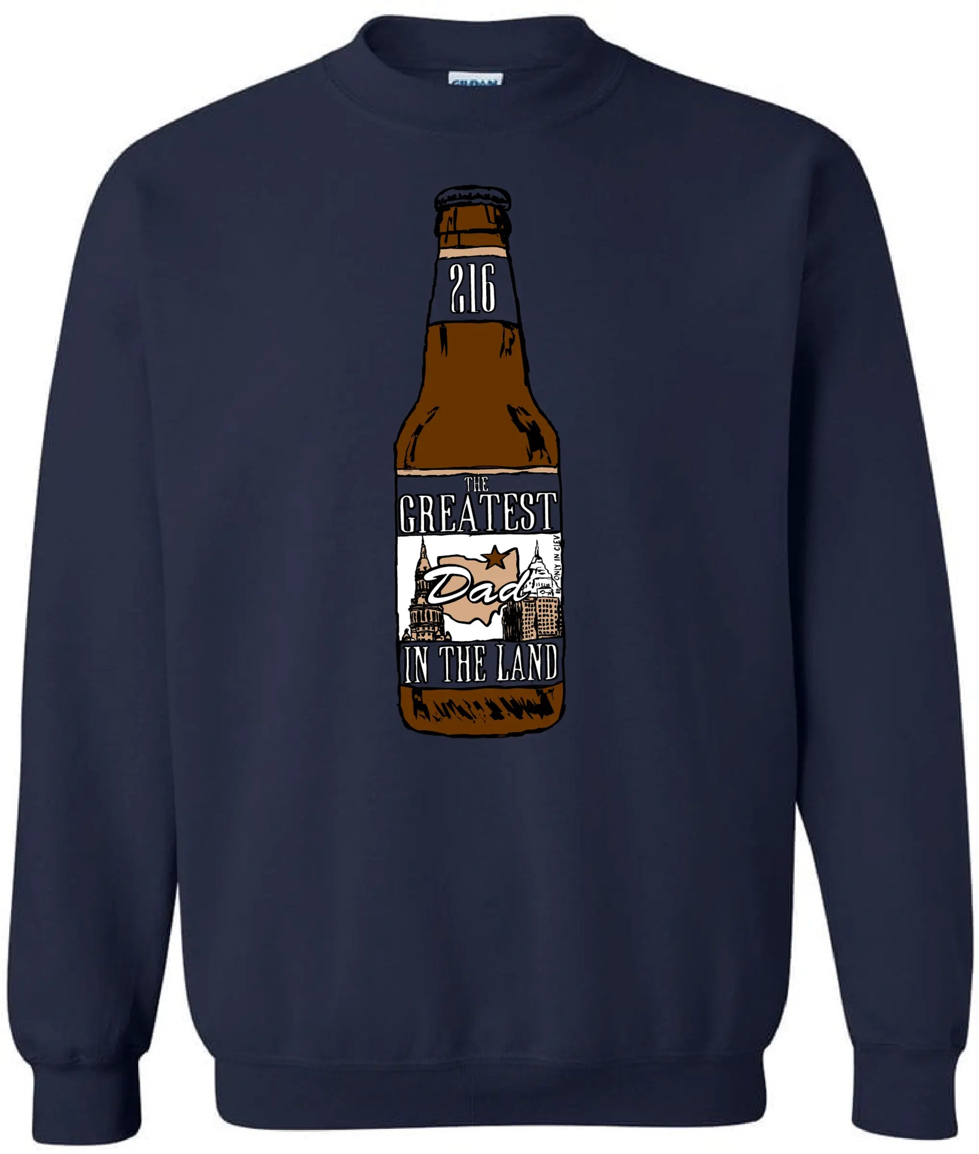 "Greatest Dad in the Land Beer Bottle" on Navy - Only in Clev