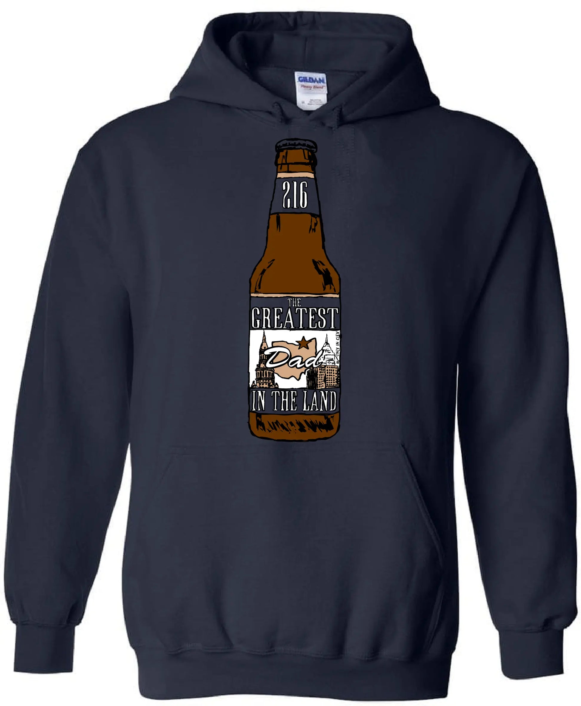 "Greatest Dad in the Land Beer Bottle" on Navy - Only in Clev